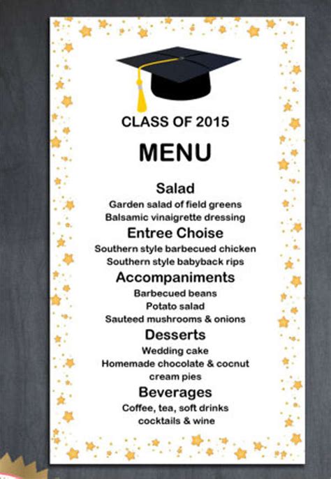 Graduation Menu Templates