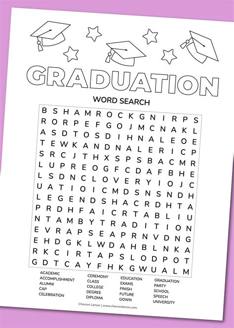 Graduation word search printable for university