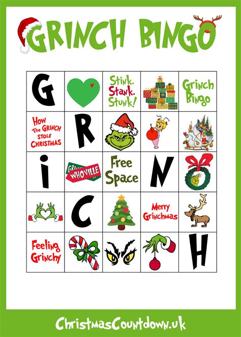 Grinch Bingo Cards Printable