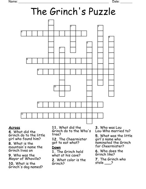 Grinch Crossword Clues