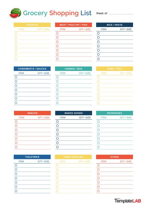 Grocery List Template