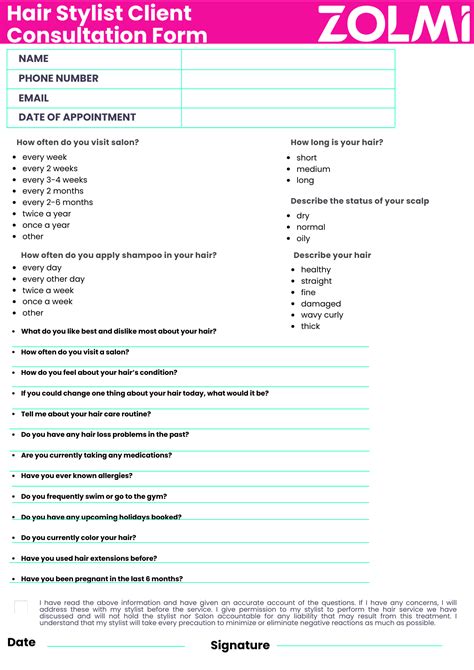 Hair Consultation Form Template Word