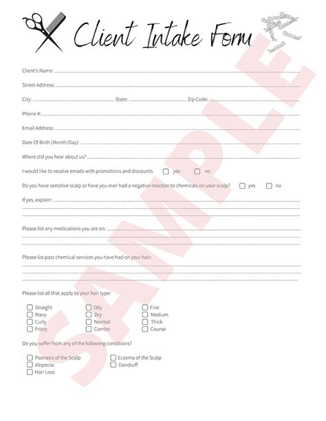 Hair Salon Client Form Template