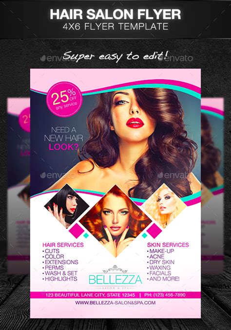 Hair Salon Flyer Template Design Example 6