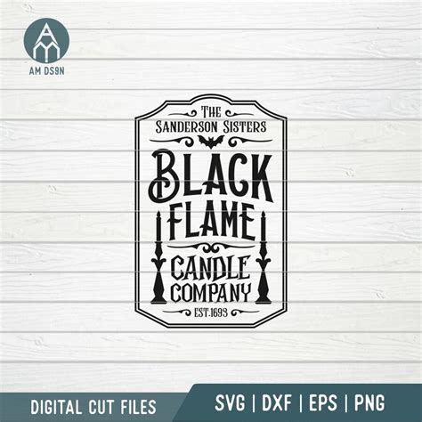 Halloween Black Flame Candle Labels