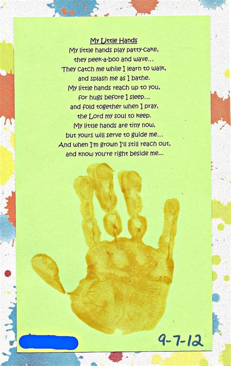 Handprint poem printables