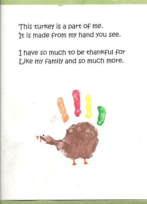 Handprint Turkey Poem 6