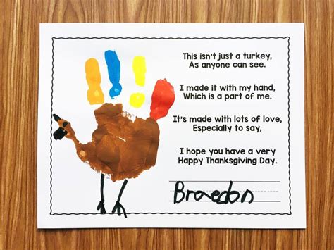 Handprint Turkey Poem 7