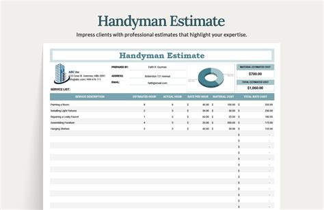 Handyman Estimate Template Layout