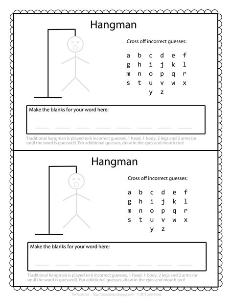 Description of Hangman Printable