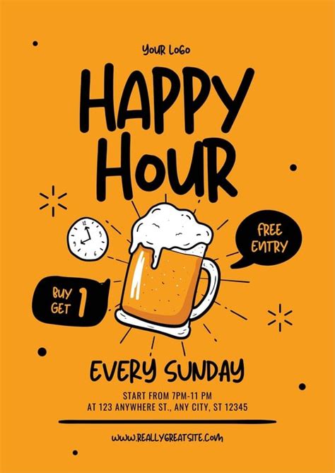 Happy Hour Flyer Template Designs