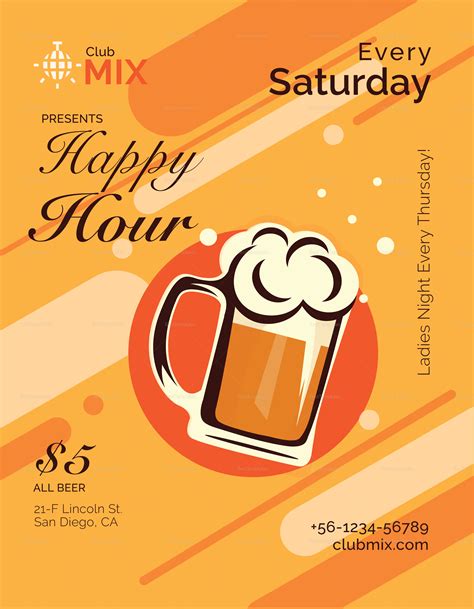 Happy Hour Flyer Template Design Example 1