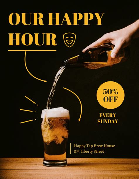 Happy Hour Flyer Template Design Example 4