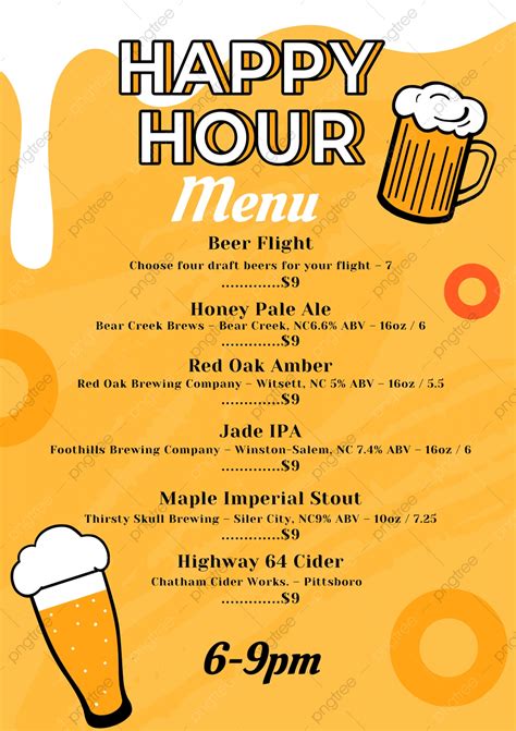 Happy hour menu template