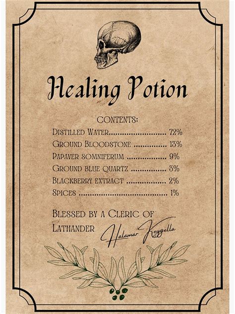 Healing Potion Label Example