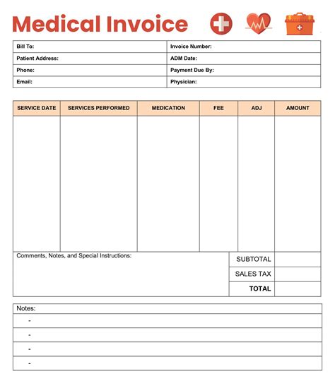 Health Invoice Template