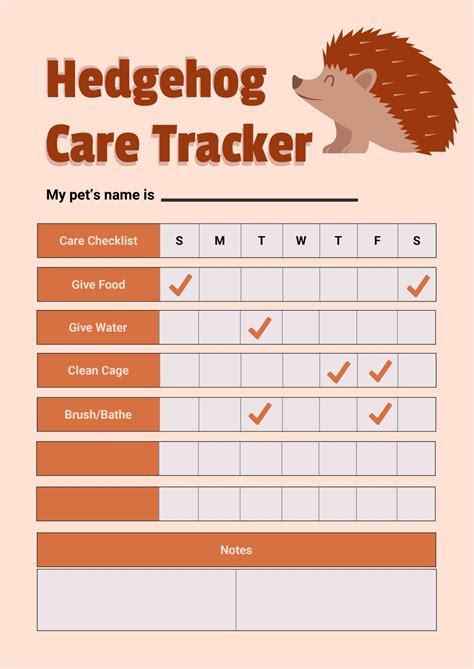 Example of a hedgehog care template