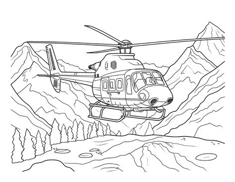 Helicopter coloring pages with skids