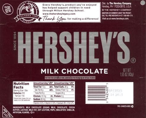 Hershey Bar Candy Wrappers Template