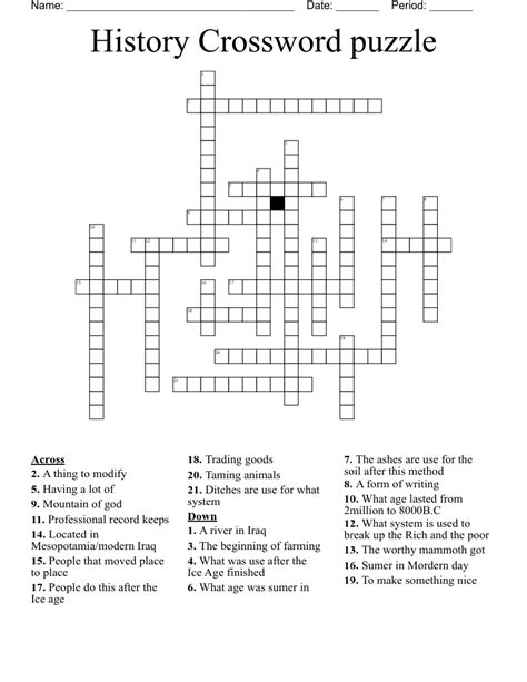 History Crossword Puzzles