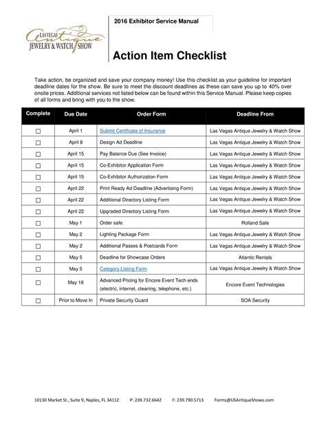 HOA Action Items List Example