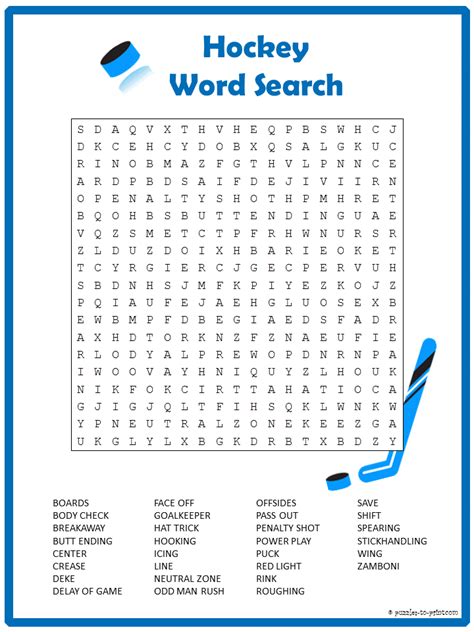 Description of Hockey Word Search