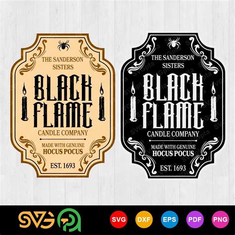 Hocus Pocus Black Flame Candle Labels