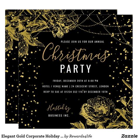 Holiday Gold Invitation Templates