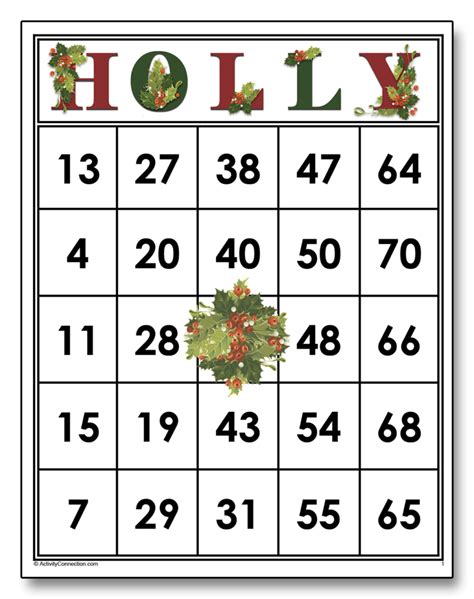 Holly Bingo Card