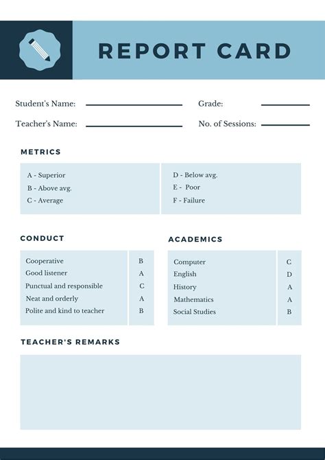 Homeschool Report Card Template Examples