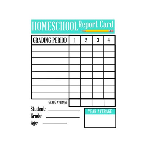 Homeschool Report Card Template Sample