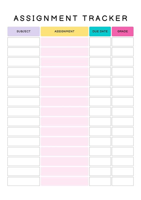 Homework Log Template Canva