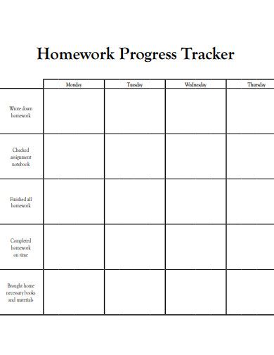 Homework Progress Tracker Template