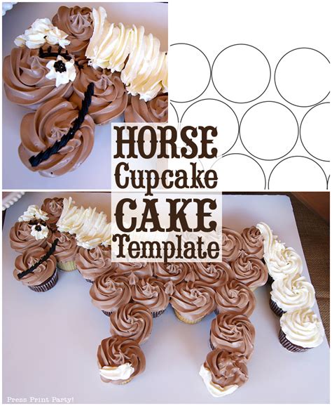 Horse Cupcake Cake Template 2