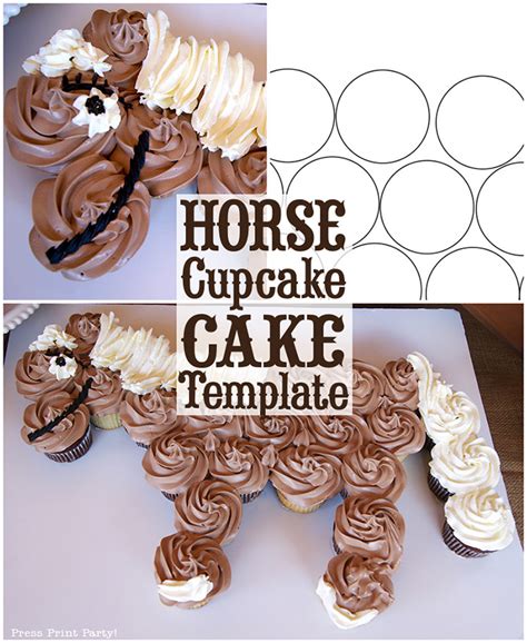 Horse Cupcake Cake Template 7