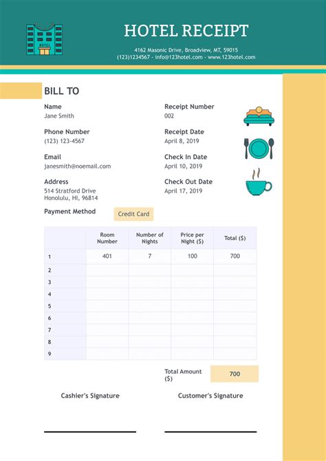 Key Elements of Hotel Receipt