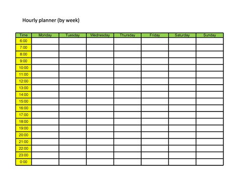 Hourly Planner Printable Template