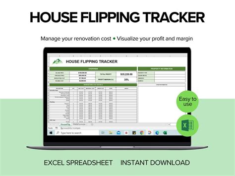 House Flipping Excel Template with Renovation Costs Example 5