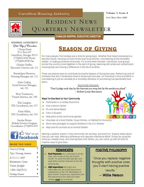 Description of Housing Newsletter