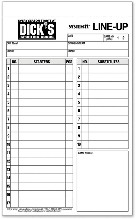 How to create a lineup card