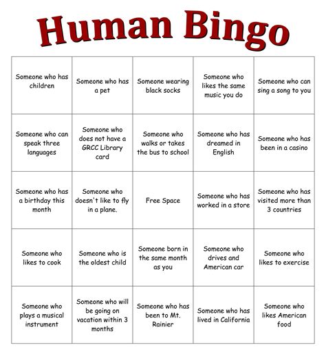 Designing a Human Bingo template