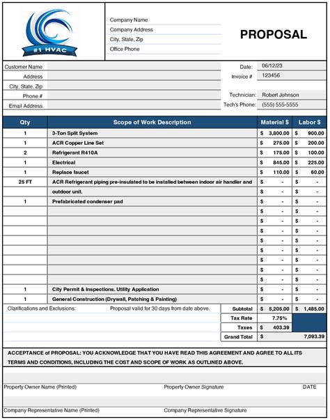 HVAC Estimate Template Example