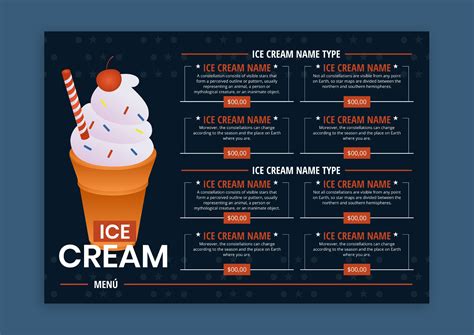 Ice Cream Shop Menu Template Example 2