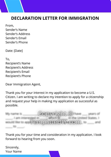 Immigration Letter Template