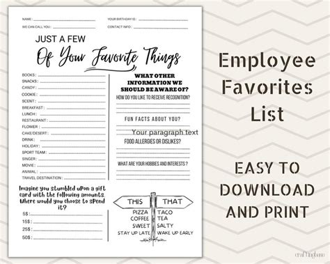 Implementing Employee Favorites Questionnaires