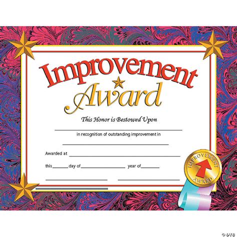 Most improved player certificate template