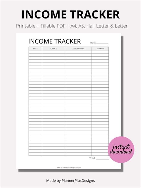 Income Tracker Template