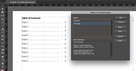 InDesign TOC Styles