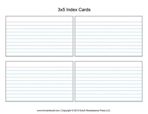 Creating an index card printing template