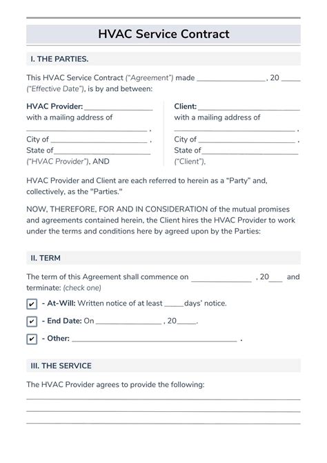 Installation HVAC Contract Template